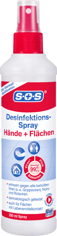 SOS Desinfektionsspray Hände & Flächen, 250 ml SOS Desinfektionsspray Hände & Flächen, 250 ml