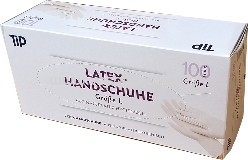Tip Latex Handschuhe aus Naturlatex Hygienisch, Größe L, 100 St