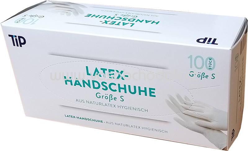 Tip Latex Handschuhe aus Naturlatex Hygienisch, Größe S, 100 St
