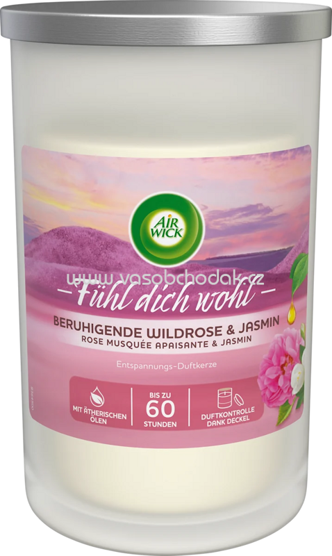 AirWick Duftkerze im Glas Beruhigende Wildrose & Jasmin 310 g, 1 St AirWick Duftkerze im Glas Beruhigende Wildrose & Jasmin 310 g, 1 St