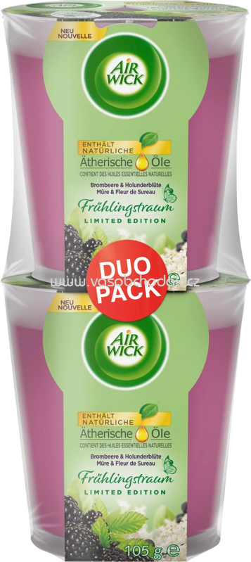 AirWick Duftkerze im Glas Brombeere & Holunderblüte, 2x105g, 2 St