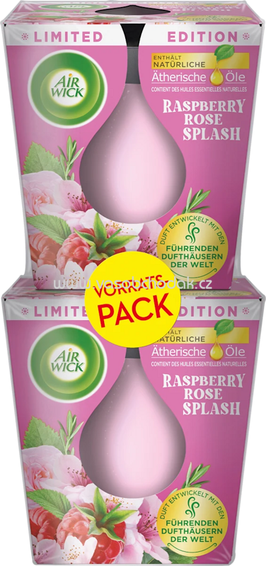 AirWick Duftkerze im Glas Raspberry Rose Splash, 2x105 g, 2 St