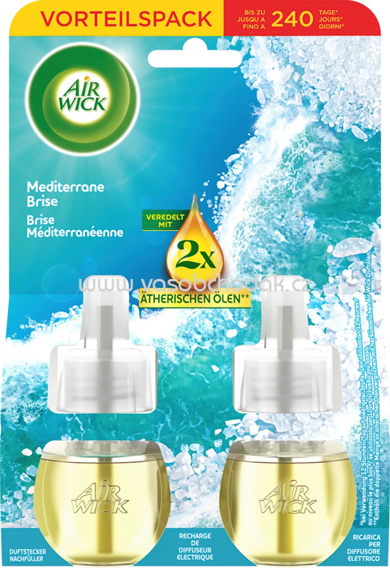 AirWick Lufterfrischer Duftstecker Mediterrane Brise Nachfüllpack, 2x19 ml, 38 ml