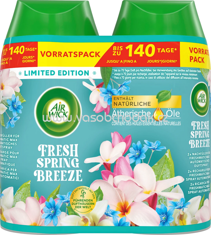 AirWick Lufterfrischer Freshmatic Spring Breeze Nachfüllpack, 2x250 ml, 500 ml