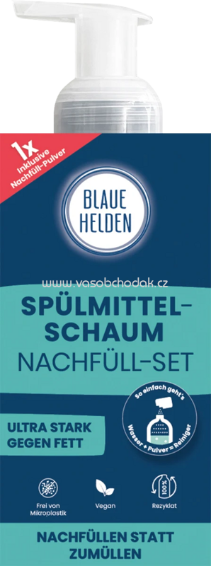 Blaue Helden Spülmittelschaum Power-Pulver Starterset, 1 St Blaue Helden Spülmittelschaum Power-Pulver Starterset, 1 St