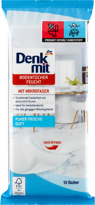 Denkmit Feuchte Bodentücher Purer Frische-Duft, 15 St