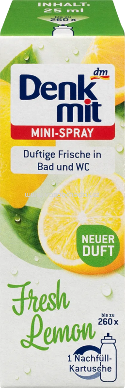 Denkmit Lufterfrischer Minispray Fresh Lemon Nachfüllpack, 25 ml Denkmit Lufterfrischer Minispray Fresh Lemon Nachfüllpack, 25 ml