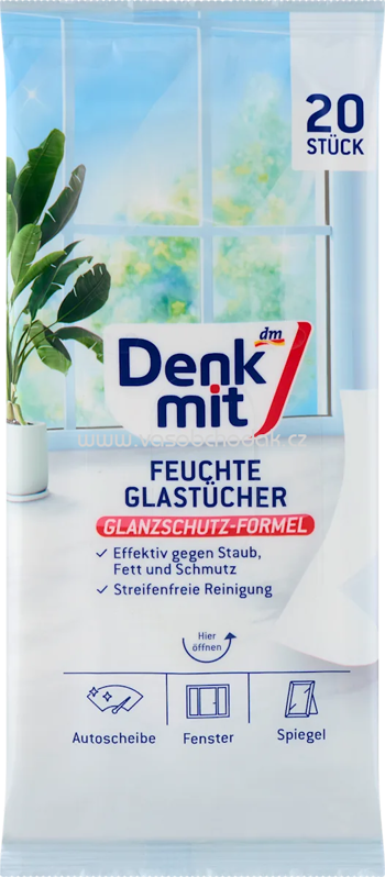 Denkmit Feuchte Reinigungstücher für Glas, 20 St Denkmit Feuchte Reinigungstücher für Glas, 20 St