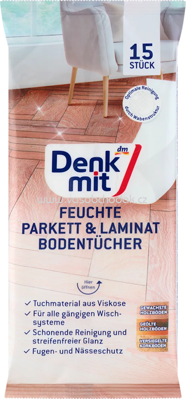 Denkmit Feuchte Bodentücher Parkett & Laminat, 15 St Denkmit Feuchte Bodentücher Parkett & Laminat, 15 St