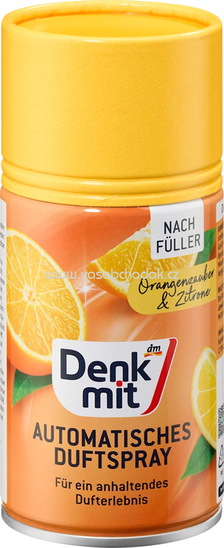 Denkmit Lufterfrischer Automatisches Duftspray Orangenzauber & Zitrone Nachfüllpack, 250 ml Denkmit Lufterfrischer Automatisches Duftspray Orangenzauber & Zitrone Nachfüllpack, 250 ml
