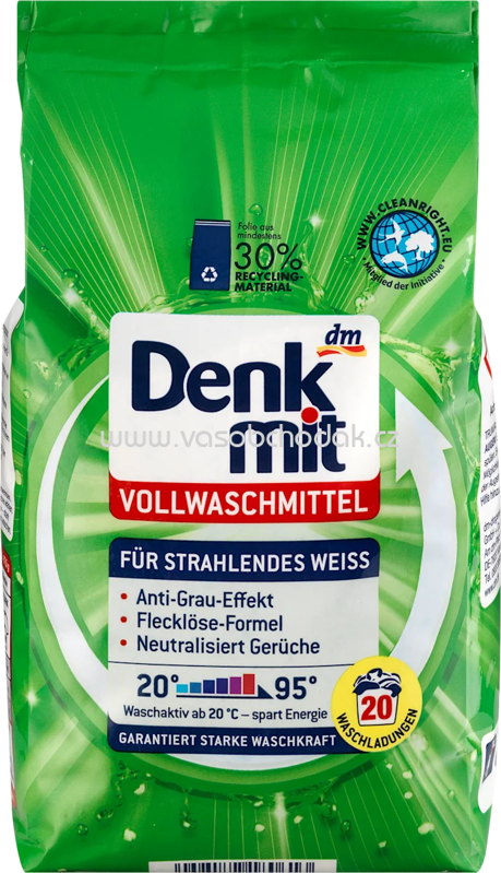 Denkmit Vollwaschmittel Pulver für strahlendes Weiß, 20 Wl Denkmit Vollwaschmittel Pulver für strahlendes Weiß, 20 Wl