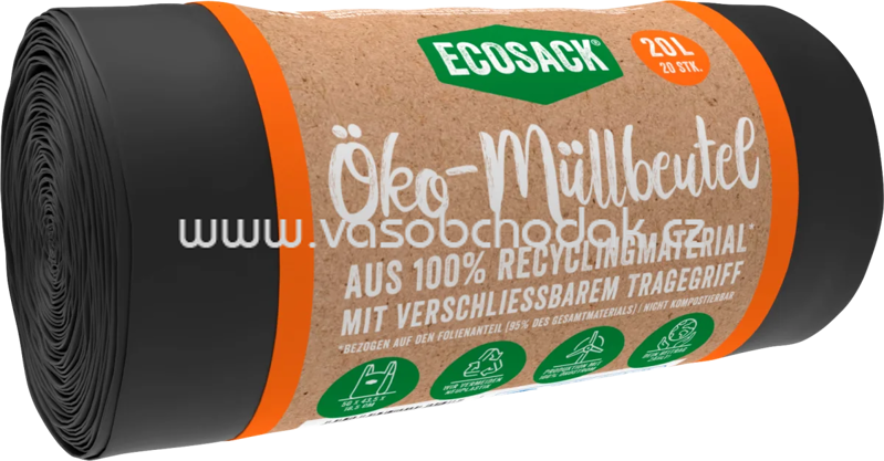 Ecosack Müllbeutel Öko 20l mit Tragegriff, 20 St