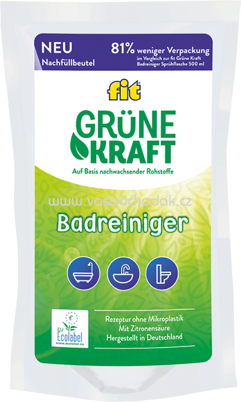 Fit Grüne Kraft Badreiniger Nachfüllpack, 500 ml