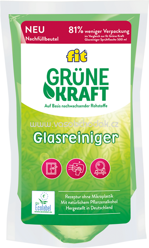 Fit Grüne Kraft Glasreiniger Nachfüllpack, 500 ml