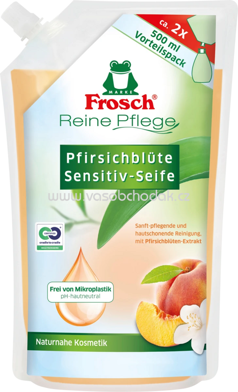 Frosch Flüssigseife Pfirsichblüte Nachfüllpack, 500 ml