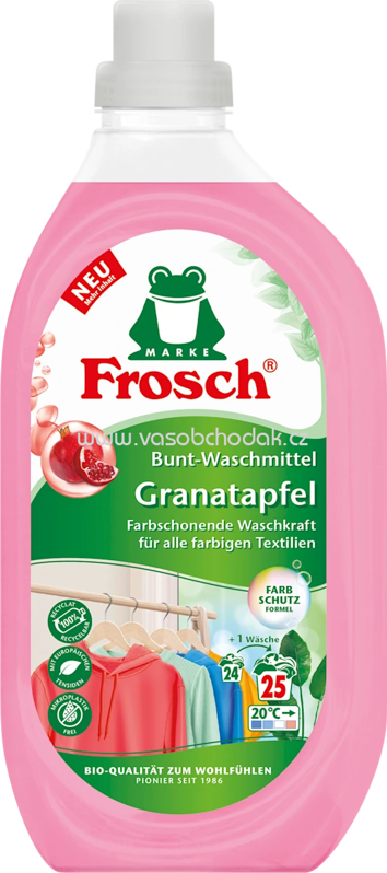 Frosch Waschmittel Bunt Granatapfel, 25 Wl, 1,5l Frosch Waschmittel Bunt Granatapfel, 25 Wl, 1,5l