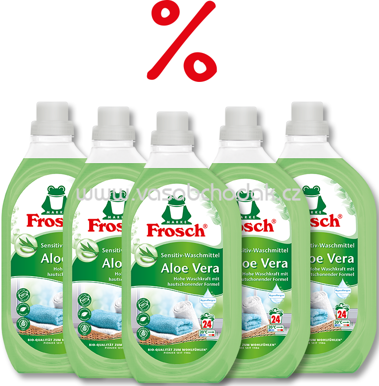 Frosch Waschmittel Aloe Vera Sensitiv, Family-Paket 120 Wl, 5x1,440 l, 7,2 l