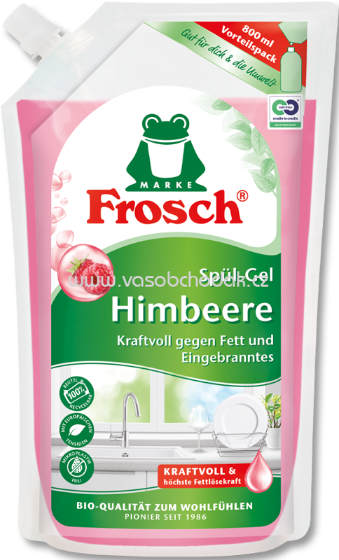 Frosch Spül-Gel Himbeer Nachfüllbeutel, 800 ml Frosch Spül-Gel Himbeer Nachfüllbeutel, 800 ml