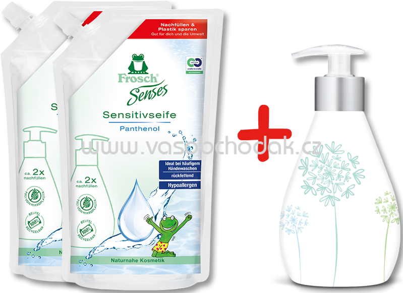 Frosch Starter-Set Senses Sensitivseife 2x500 ml, 1x300 ml, 1,300 l