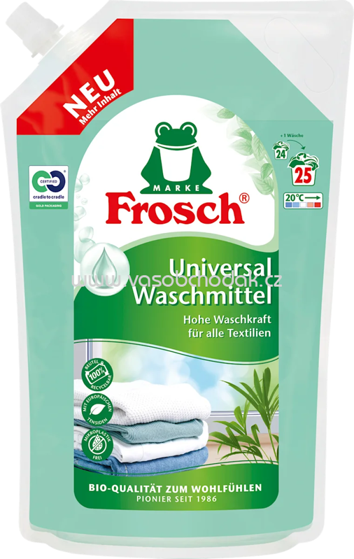 Frosch Vollwaschmittel Flüssig Universal, 25 Wl, 1,5 l Frosch Vollwaschmittel Flüssig Universal, 25 Wl, 1,5 l