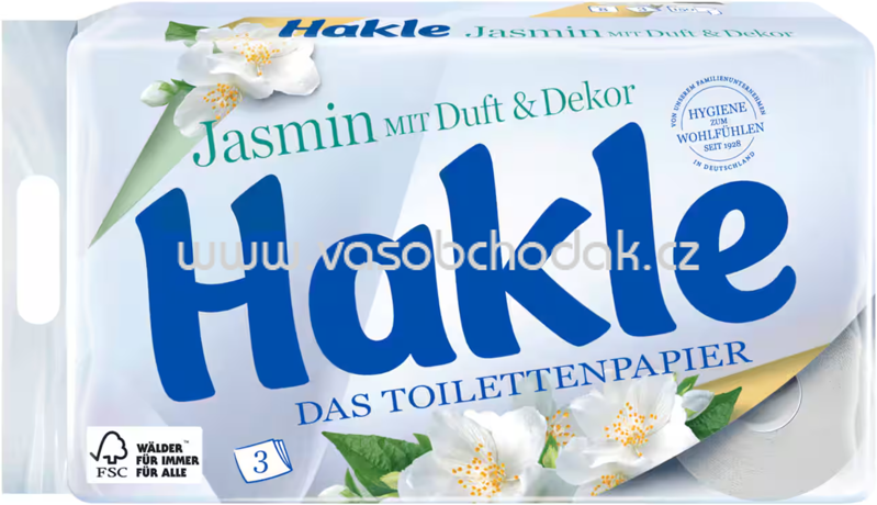 Hakle Toilettenpapier Jasmin mit Duft & Dekor, 3-lagig, 8 Rollen Hakle Toilettenpapier Jasmin mit Duft & Dekor, 3-lagig, 8 Rollen