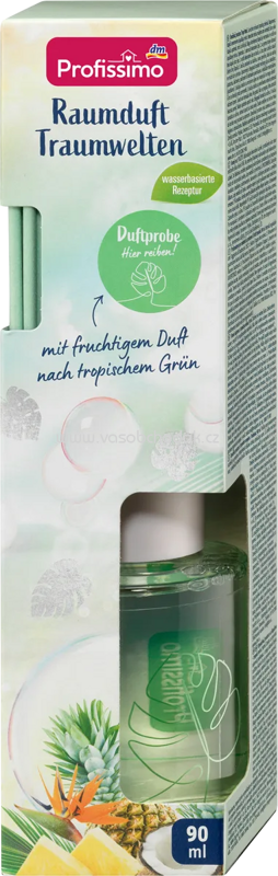 Profissimo Duftstäbchen Raumduft Traumwelten mit fruchtigem Duft nach tropischem Grün, 90 ml
