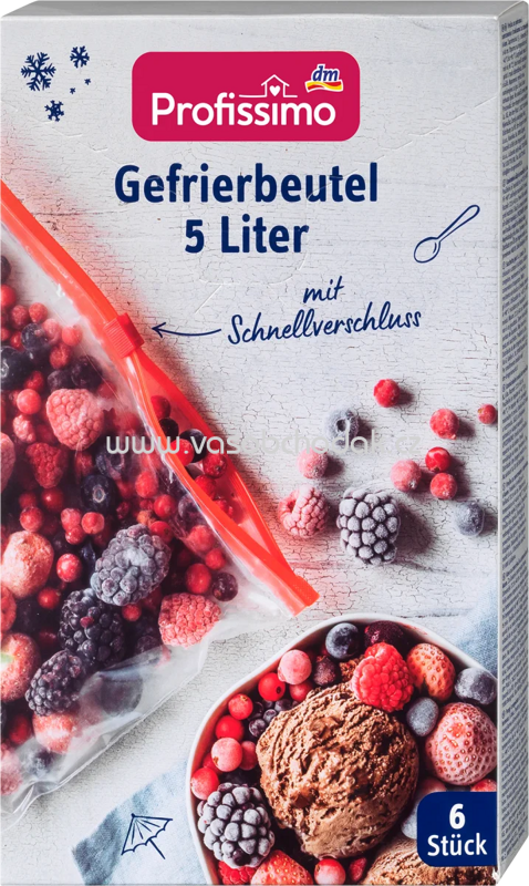 Profissimo Gefrierbeutel mit Schnellverschluss, 5l, 6 St Profissimo Gefrierbeutel mit Schnellverschluss, 5l, 6 St