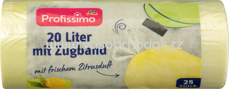 Profissimo Müllbeutel mit Zugband & Zitrusduft, 20l, 25 St