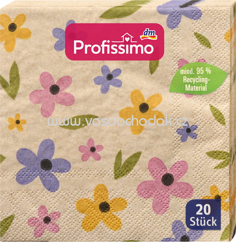 Profissimo Cocktailservietten "Flower" aus Recycling-Material (25x25cm), 20 St Profissimo Cocktailservietten "Flower" aus Recycling-Material (25x25cm), 20 St