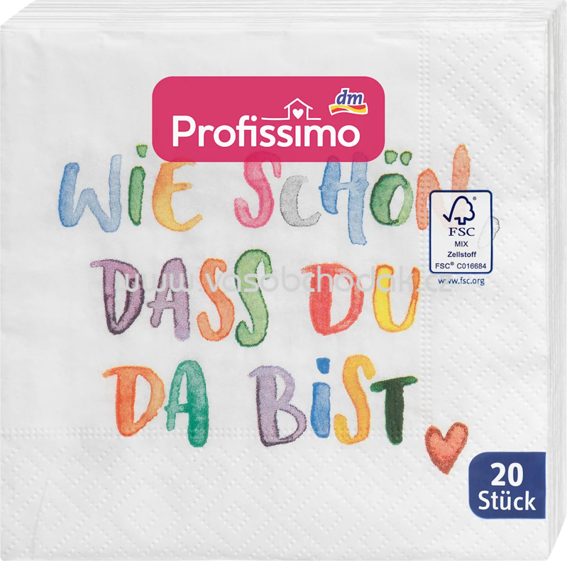 Profissimo Cocktailservietten "Wie schön" 25x25 cm, 20 St Profissimo Cocktailservietten "Wie schön" 25x25 cm, 20 St