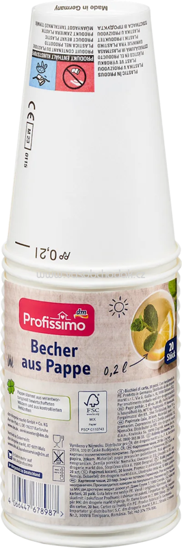 Profissimo Becher aus Pappe, 20 St Profissimo Becher aus Pappe, 20 St