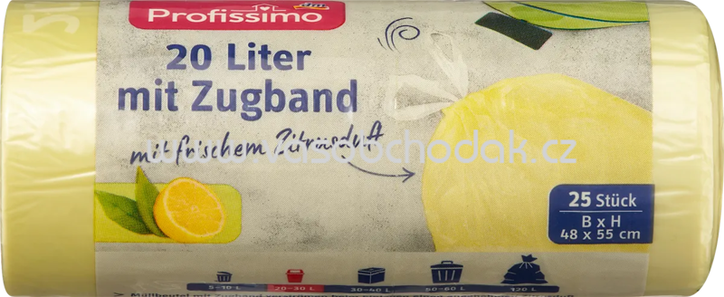 Profissimo Müllbeutel 20 l mit Zugband & Zitrusduft, 25 St Profissimo Müllbeutel 20 l mit Zugband & Zitrusduft, 25 St