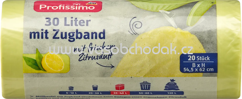 Profissimo Müllbeutel 30 l mit Zugband & Zitrusduft, 20 St