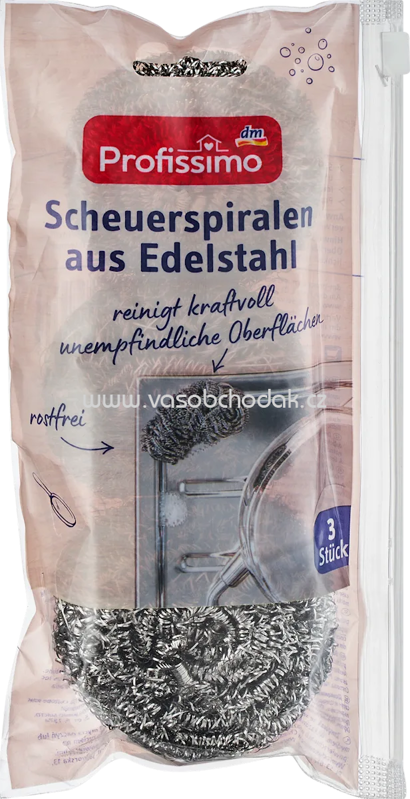 Profissimo Scheuerspiralen aus Edelstahl, 3 St
