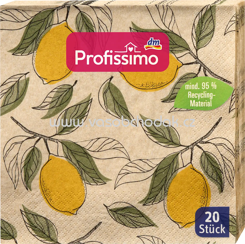 Profissimo Servietten "Zitrone" aus Recyclingmaterial (33x33cm), 20 St