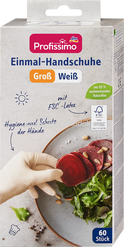 Profissimo Einmal-Handschuhe Latex weiß Groß, 60 St