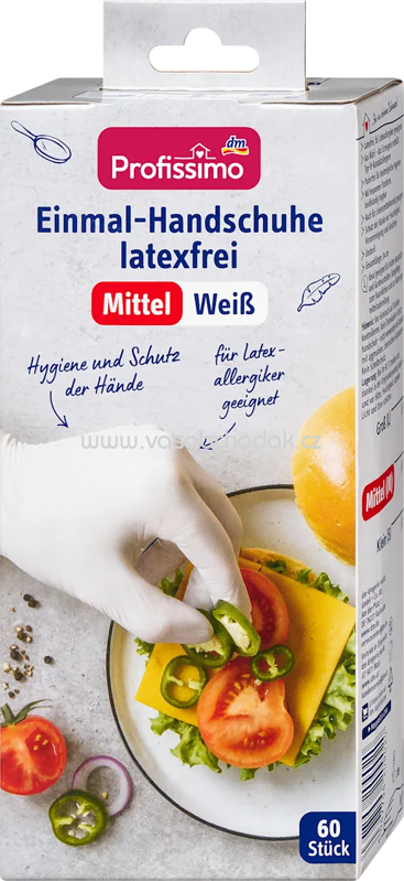 Profissimo Einmal-Handschuhe latexfrei weiß Mittel, 60 St Profissimo Einmal-Handschuhe latexfrei weiß Mittel, 60 St