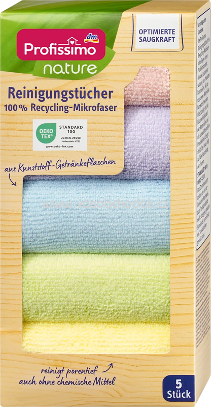 Profissimo Reinigungstücher nature 100% Recycling-Mikrofaser, 5 St Profissimo Reinigungstücher nature 100% Recycling-Mikrofaser, 5 St