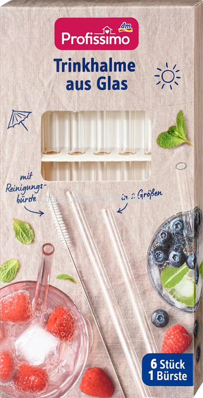 Profissimo Trinkhalme aus Glas, 6 St