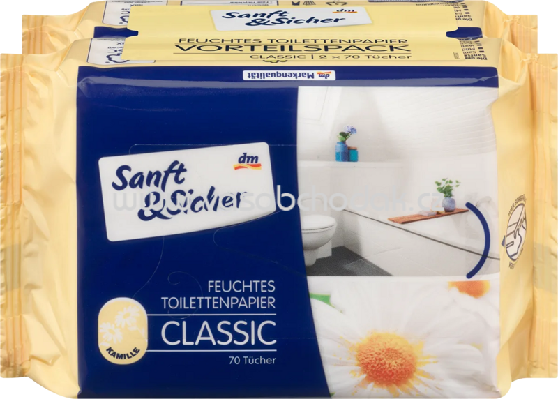 Sanft&Sicher Feuchtes Toilettenpapier Classic Kamille, 2x70 St, 140 St