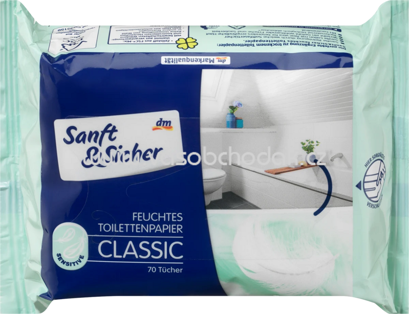 Sanft&Sicher Feuchtes Toilettenpapier Classic Sensitive Nachfüllpackung, 70 St