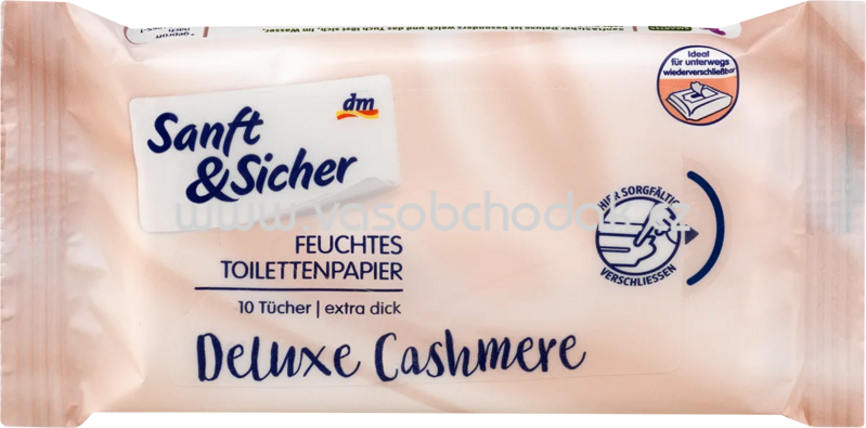 Sanft&Sicher Feuchtes Toilettenpapier Deluxe Cashmere, 10 St
