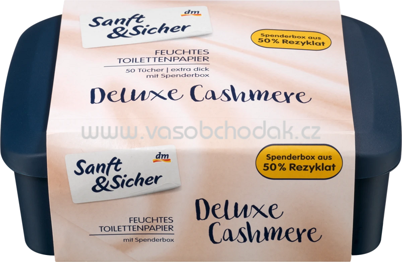 Sanft&Sicher Feuchtes Toilettenpapier Deluxe Cashmere Kunststoffbox, 50 St Sanft&Sicher Feuchtes Toilettenpapier Deluxe Cashmere Kunststoffbox, 50 St