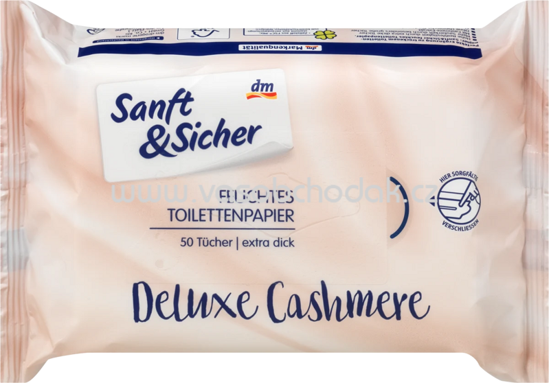 Sanft&Sicher Feuchtes Toiliettenpapier Deluxe Cashmere, 50 St Sanft&Sicher Feuchtes Toiliettenpapier Deluxe Cashmere, 50 St