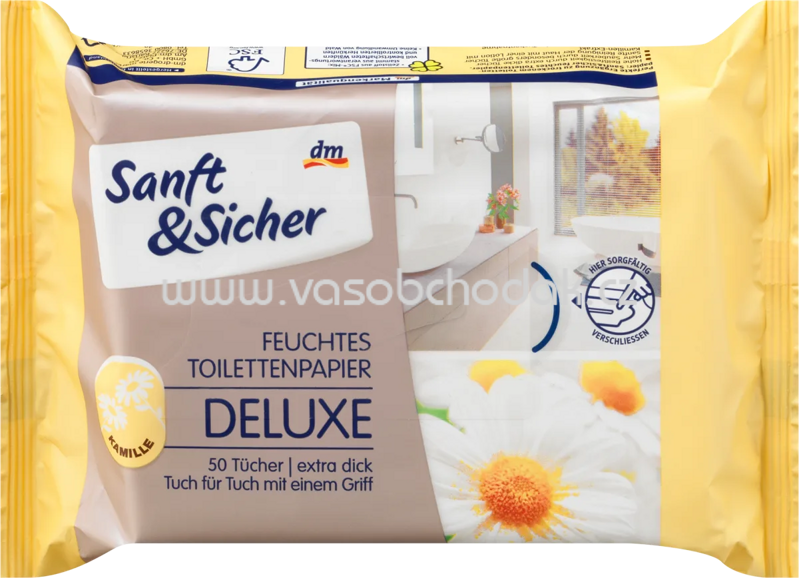 Sanft&Sicher Feuchtes Toilettenpapier Deluxe Kamille, 50 St