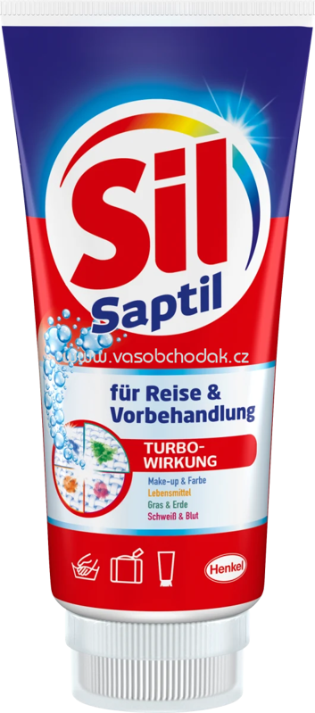 Sil Handwaschmittel Saptil für Reise und Vorbehandlung mit Bürste, 200 ml