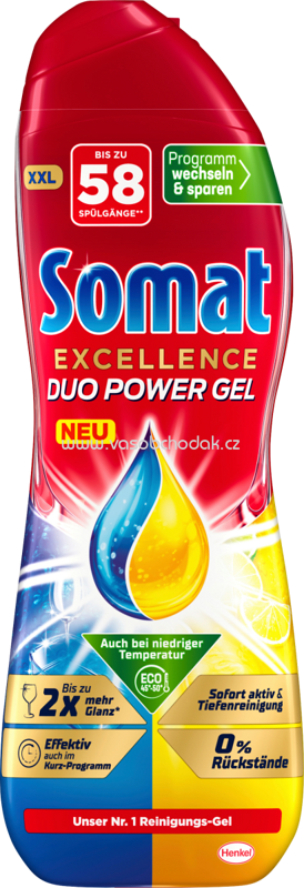 Somat Excellence Duo Power Gel Anti Fett Zitrone & Limette, XXL, 58 Wl, 928 ml