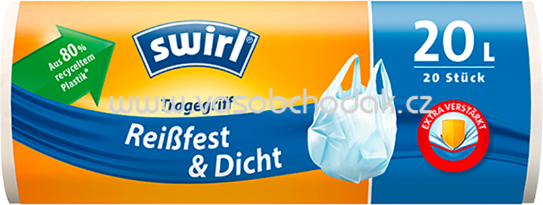 Swirl Reißfest & Dicht Tragegriff Müllbeutel, 20l, 20 St
