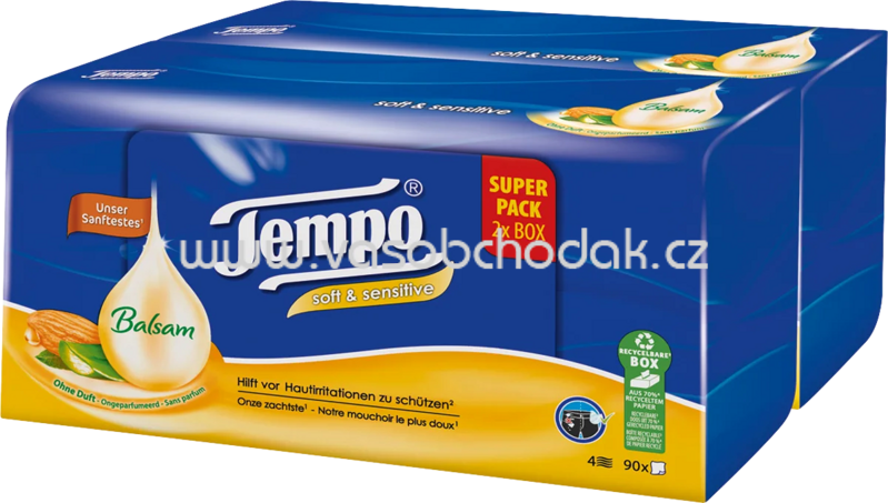 Tempo Taschentücher Duo Box soft & sensitive, 2x90 St, 180 St Tempo Taschentücher Duo Box soft & sensitive, 2x90 St, 180 St