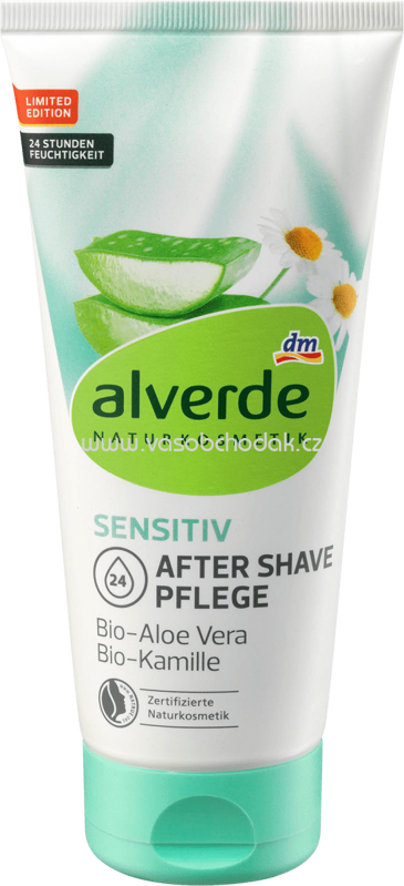 Alverde NATURKOSMETIK After Shave Sensitiv Pflege Bio-Aloe Vera, Bio-Kamille, 150 ml